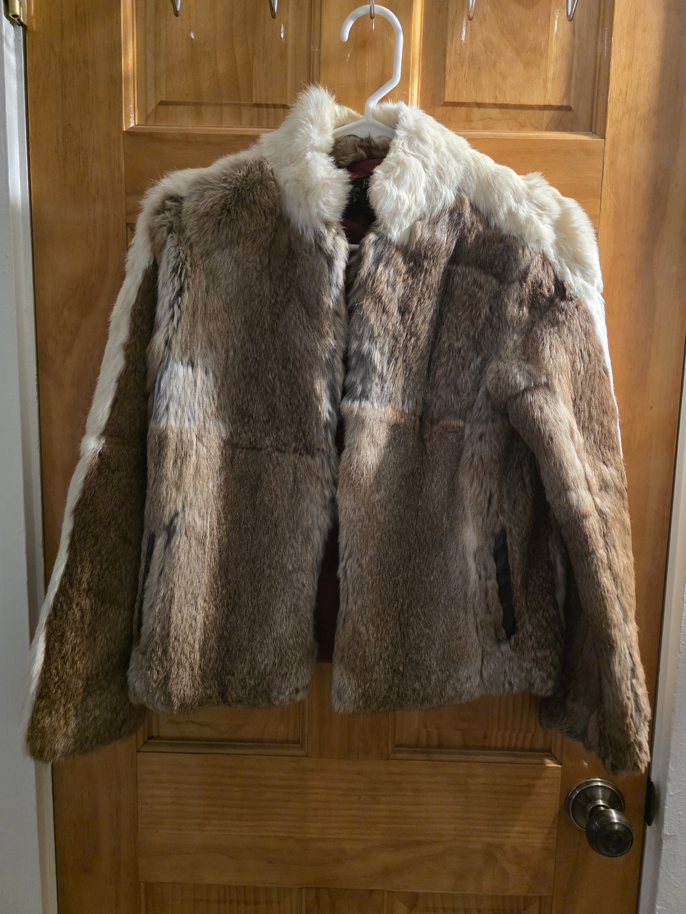 Rabbit Fur Vintage Coat in Brown and Cream
